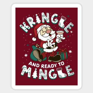 Kringle and Ready to Mingle - Cute Santa Claus - Cartoon Xmas Sticker